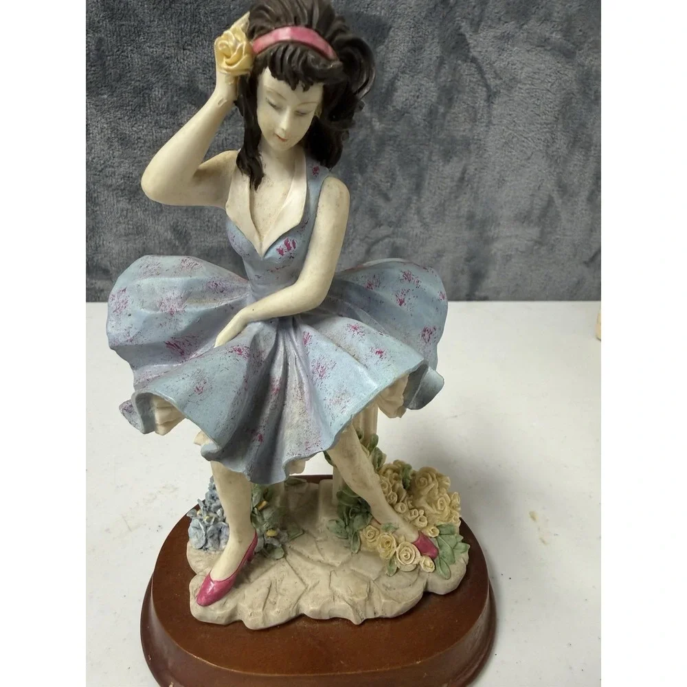 Vintage La Verona Collection Lady Dancing Figurine Purple Dress Pink Heels